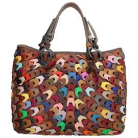 Beagles  Treccia multi colour lederen shopper