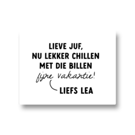 5 naamstickers - lieve juf nu lekker chillen met die billen