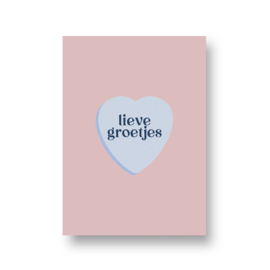 kaart met liefde - lieve groetjes