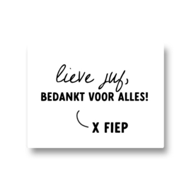 5 naamstickers - lieve juf bedankt voor alles