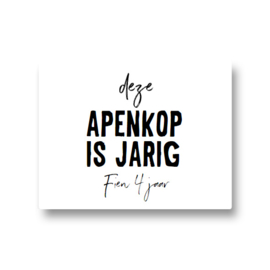 5 naamstickers - apenkop is jarig