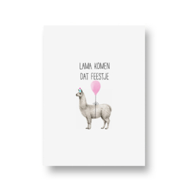 kaart van Opa Muis -  lama komen dat feestje