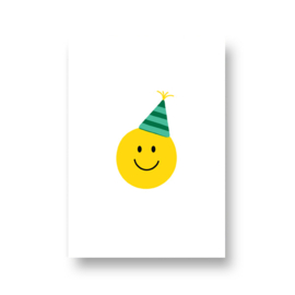 mamaas kaart - smiley groene feestmuts