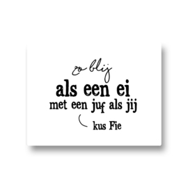 5 naamstickers - zo blij als een ei met een juf als jij