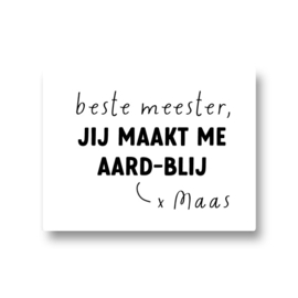 5 naamstickers - beste meester je maakt me aardblij