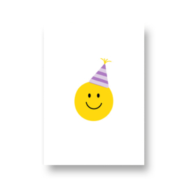mamaas kaart - smiley paarse feestmuts