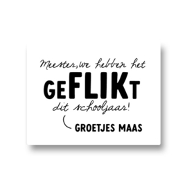 5 naamstickers - Meester we hebben het geflikt dit schooljaar