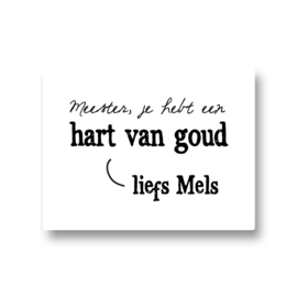 5 naamstickers - meester je hebt een hart van goud