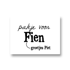 5 naamstickers - pakje voor groetjes piet