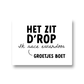 5 naamstickers - het zit drop ik race ervandoor