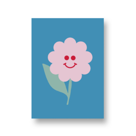 kaart met liefde - smiley bloem