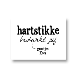 5 naamstickers - hartstikke bedankt juf