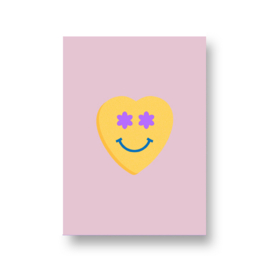 kaart met liefde - hart smiley roze