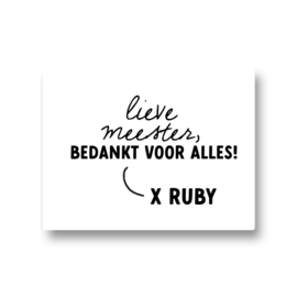 5 naamstickers - lieve meester bedankt voor alles!