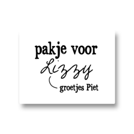 5 naamstickers - pakje voor groetjes piet