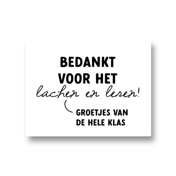 5 naamstickers - bedankt voor het lachen en leren