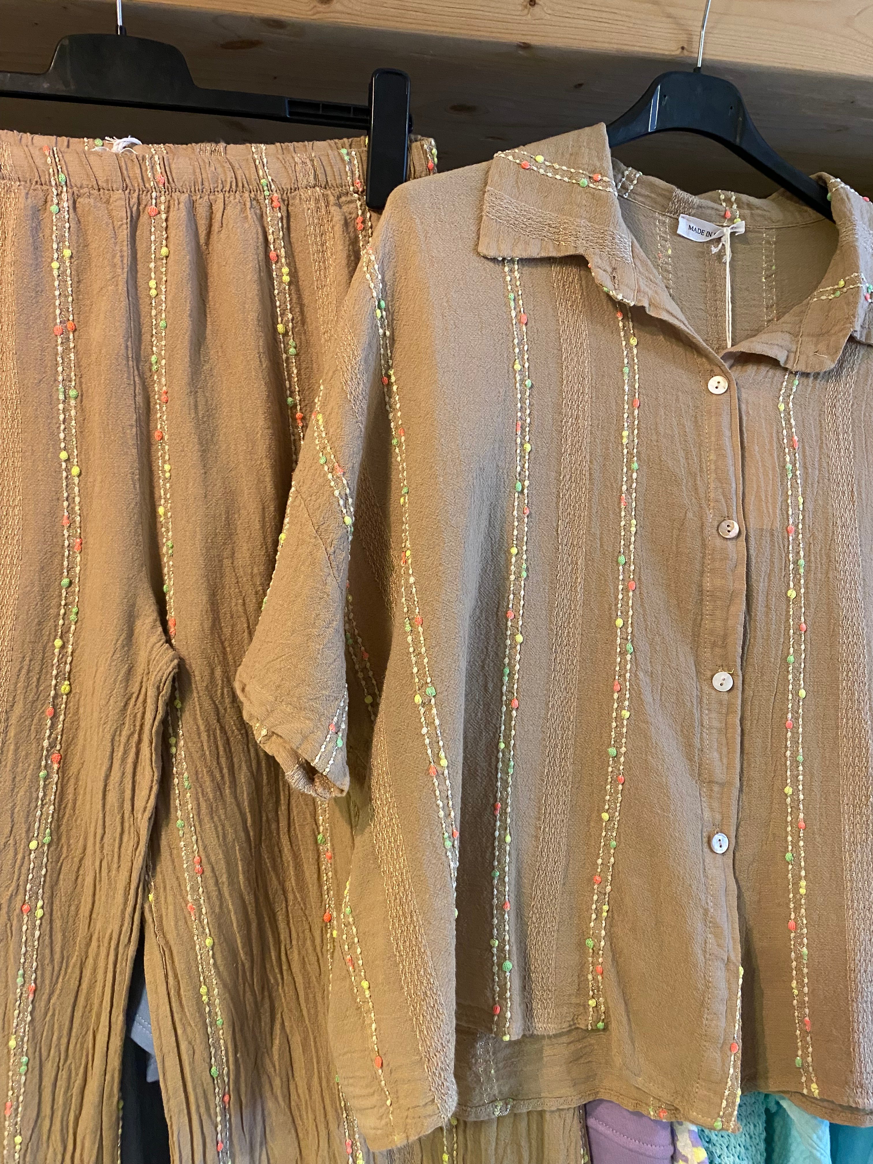 Set broek en blouse beige