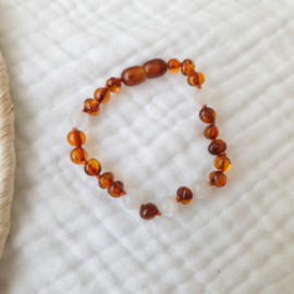 Barnsteen kinder armband 16 cm | maansteen - cognac