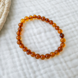 Barnsteen dames armband 18 cm elastisch | cognac