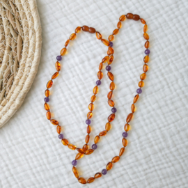 Barnsteen kinder ketting | amethist - cognac