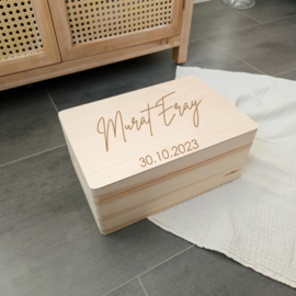 Houten memorybox M | naam en geboortedatum
