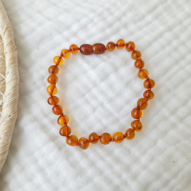 Barnsteen dames armband 19 cm | cognac