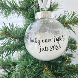 Kerstbal bol | zwangerschapsaankondiging achternaam