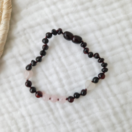 Barnsteen dames armband 19 cm | rozenkwarts - cherry