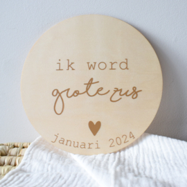 Houten schijf | ik word grote zus