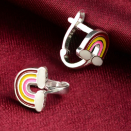 Zilveren oorbellen | regenboog