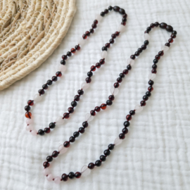 Barnsteen dames ketting | rozenkwarts - cherry