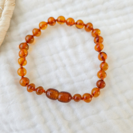 Barnsteen dames armband 18 cm | cognac