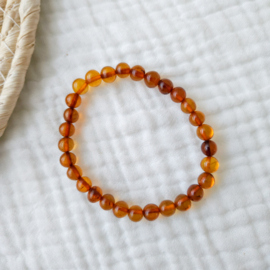 Barnsteen dames armband 18 cm elastisch | cognac