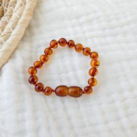 Barnsteen newborn armbandje 12 cm | cognac