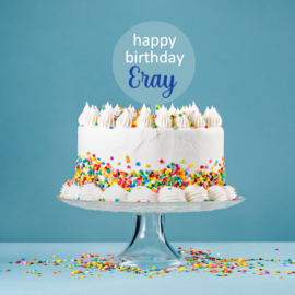 Caketopper | naam en happy birthday