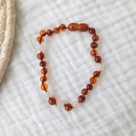 Barnsteen dames armband 19 cm | maansteen - cognac