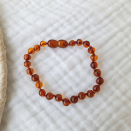 Barnsteen kinder armbandje 16 cm | cognac