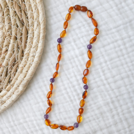 Barnsteen kinder ketting | amethist - cognac
