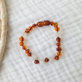 Barnsteen kinder armband 16 cm | maansteen - cognac