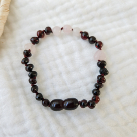 Barnsteen dames armband 18 cm | rozenkwarts - cherry