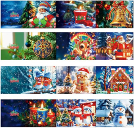 Diamond painting kerstkaarten 12 stuks