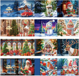 Diamond painting kerstkaarten 12 stuks