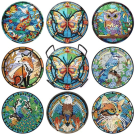 Diamond painting onderzetters kleurrijke dieren