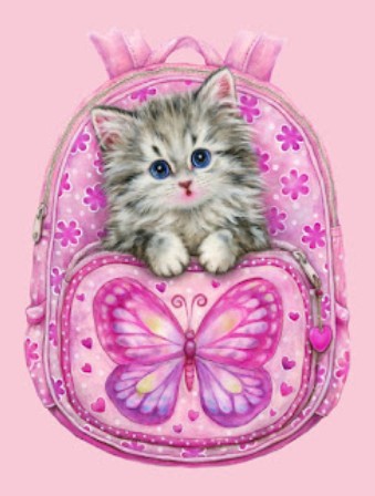 Diamond painting poes in rugzak 40x30cm