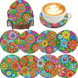 Diamond painting onderzetters kleurrijke bloemen