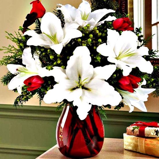 Diamond painting bloemen in vaas  45x45cm