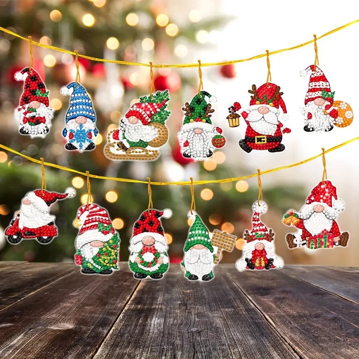 Diamond painting kerstornamenten kerstman