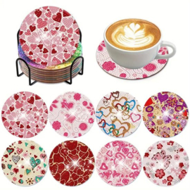 Diamond painting onderzetters hartjes