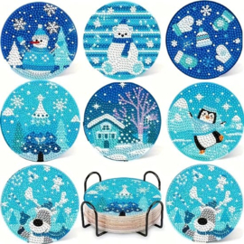 Diamond painting onderzetters sneeuw