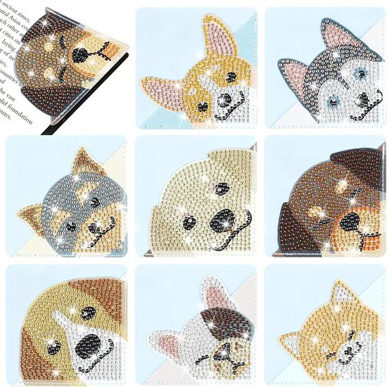 Diamond painting boekenleggers honden